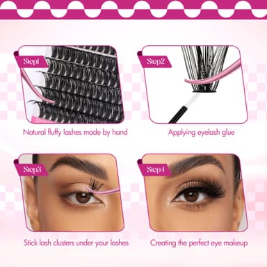 FADLASH 60D+80D 0.07mm D Curl 12-18mm Wispy Reusable Soft Fluffy Cluster Lashes DIY Eyelash Extensions view 4