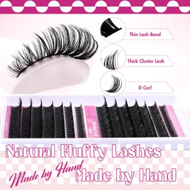 FADLASH 60D+80D 0.07mm D Curl 12-18mm Wispy Reusable Soft Fluffy Cluster Lashes DIY Eyelash Extensions view 3