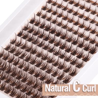 Brown Lash Clusters 168 Pcs Natural Looking 8-16MM Eyelash Individuals C Curl Wispy Brown Lash Extensions Fluffy DIY False Eyelashes at Home by Mavphnee view 3
