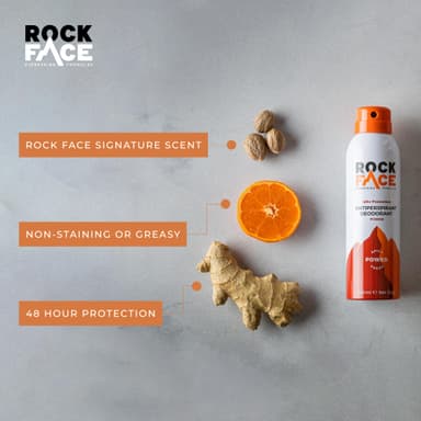 Rock Face Antiperspirant Deodorant for Men - Power Spicy Oriental Scent, 200ml Spray, 48 Hour Protection, Non-Staining, Multipack of 6 view 2