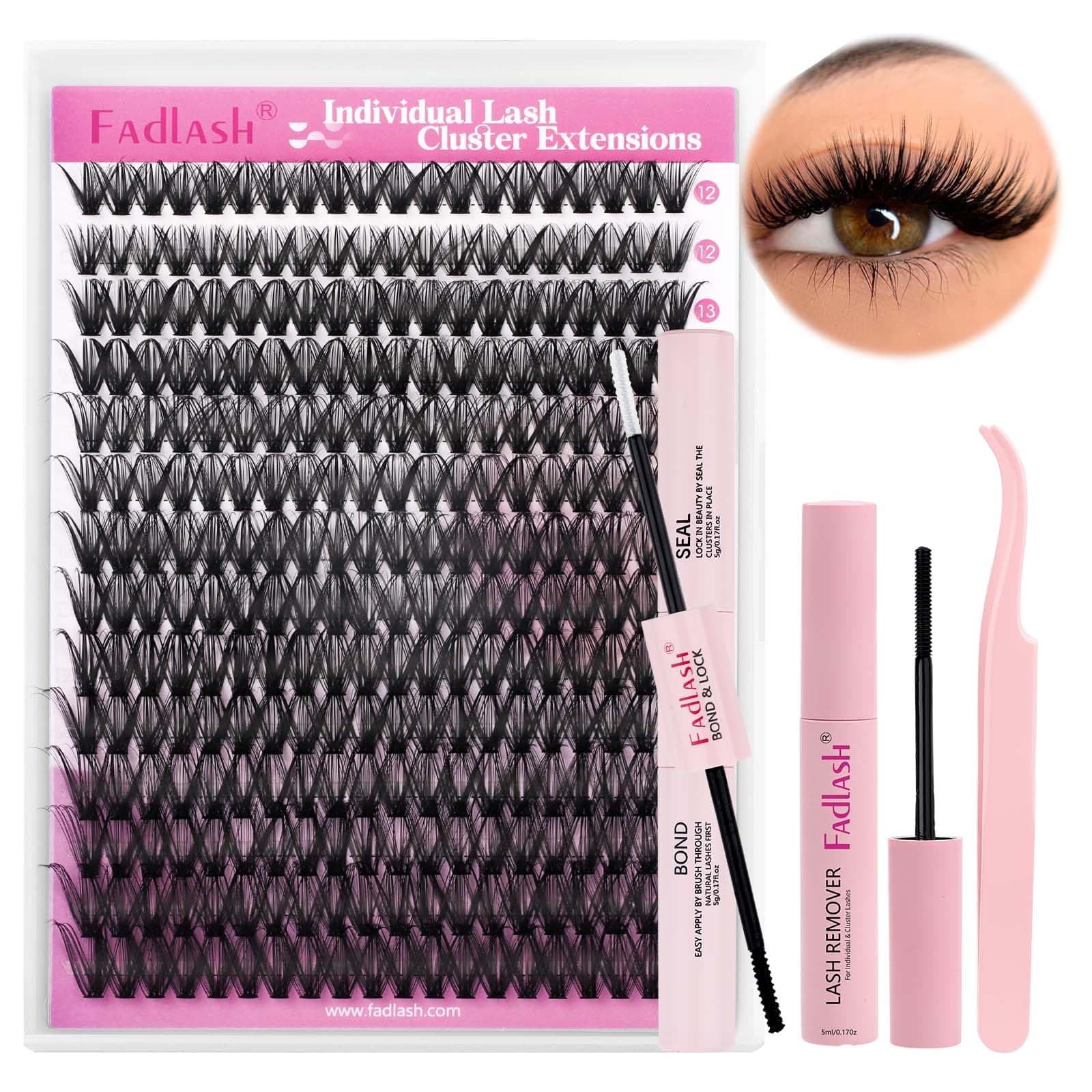 FADLASH 40D 0.07mm D Curl 12-18mm Kit with Bond and Seal, Remover and Tweezers DIY Eyelash Extensions
