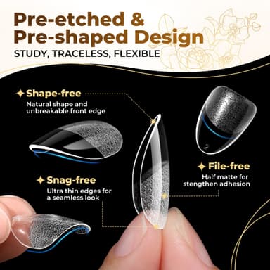 UNA GELLA Almond False Nails, 504Pcs Extra Short Almond Nail Tips Full Cover Soft Gel Nail Extensions Kit Clear Press on Nails for Home Art DIY 12 Sizes view 3