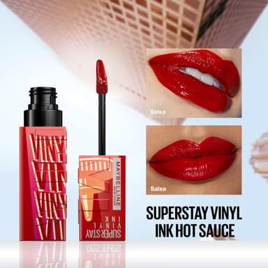 Maybelline New York Liquid Lipstick, Super Stay Vinyl Ink Sauce Liquid Lip Colour, Smudge-free Makeup, Long Lasting up to 16h, Shine Finish, No Budge, Vegan Formula, Shade: 200 Salsa view 2