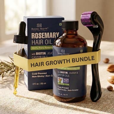 Botanic Hearth Rosemary Oil for Hair Growth | Strengthening Biotin, Jojoba, Castor Hair Growth Oil for frizzy hair | Dry, Damaged Scalp Treatment | Color Safe | All Hair Types | 2 oz (+ Derma Roller) view 4