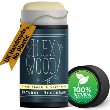 The Ilex Wood Natural Deodorant Stick 70ml – Handmade in UK, Aluminium Salts Free, Plastic Free, Alcohol Free, Vegan, Eco Friendly Cardboard Tube – Ylang Ylang & Cedarwood (Sweet & Woody) view 1