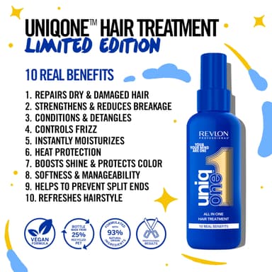 UniqOne Revlon Hair Treatment - Relaxing Fragrance Leave-in Professional Multi-benefit Hair Treatment - Repair, Detangle, Control Frizz & Style – Vanilla & Jasmine - 150 ml ​ view 2