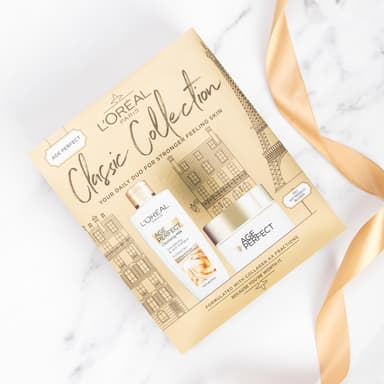L’Oréal Paris Gift Set, Includes Cleansing Milk and Moisturiser, Age Perfect Collagen Anti-Ageing Routine For Smoothing and Retightening, Classic Collection view 2