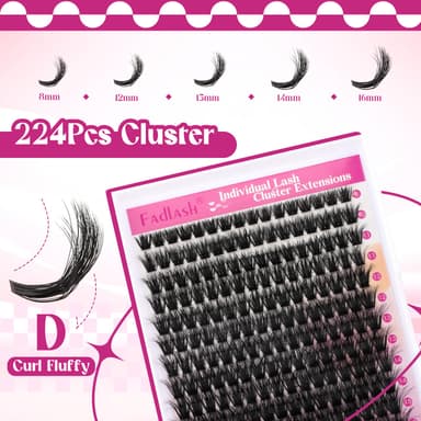 FADLASH 100D 0.07mm D Curl 8-16mm Large Tray Wispy Russian 3D Fluffy Cluster Lashes DIY Eyelash Extensions view 3