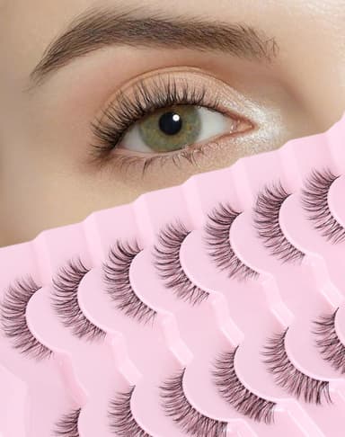 Onlyall Natural Eyelashes Wispy Lashes Clear Band Natural Looking False Eyelash C Curl Lash Fake13mm H6 view 1