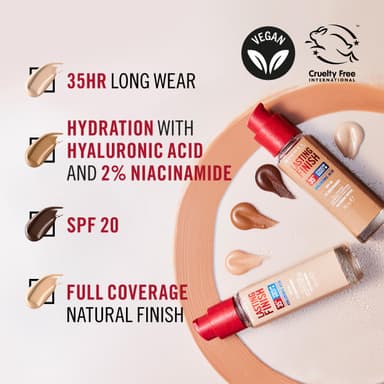 Rimmel Lasting Finish 35Hr Foundation 510 Cinnamon, Full Coverage, Hydrating, SPF20, Hyaluronic Acid, Vitamin E, 2% Niacinamide, All Day Wear, Vegan, Cruelty Free view 4