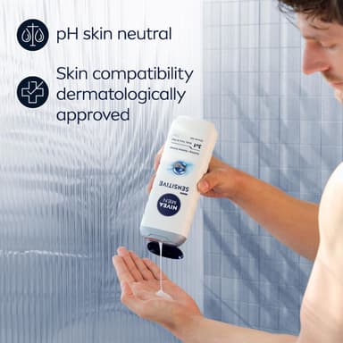 NIVEA MEN Sensitive Shower Gel Pack of 6 (6 x 250 ml), Alcohol-Free Sensitive Skin Body Wash, Gentle Shower Gel Men with Bamboo Extract, Body Wash for Men with Irritated Skin view 4