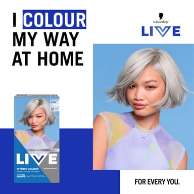 Schwarzkopf LIVE Intense Colour U71 Metallic Silver, Long-lasting Permanent Silver Hair Dye, With Extra Colour Refresh Gloss view 2