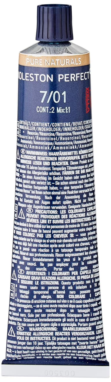 Wella Koleston Perfect Me+ Pure Naturals Permanent Hair Colour Cream, No. 7/01 Medium Blonde Natural-Asch, 60 ml view 2