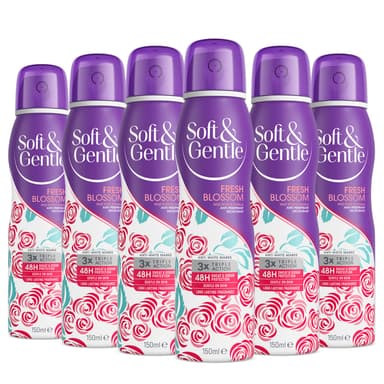 Soft & Gentle Fresh Blossom Antiperspirant Deodorant Spray 150ml x 6 view 1