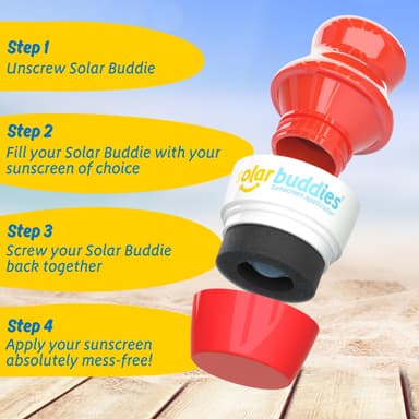 Solar Buddies Sunscreen Applicator - Single Red - Refillable Roll on Sponge Sunscreen, Suncream & Lotion Applicator For Kids, Adults & Families - Holds 3.4fl oz, Perfect Size for Travel view 4