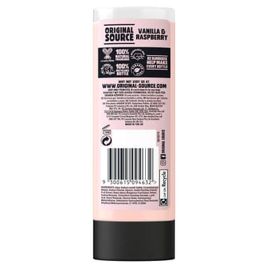 Original Source Vanilla Milk and Raspberry Shower Gel, 100 Percent Natural Fragrance, Vegan, Cruelty Free, Paraben Free, Bulk Buy, Pack of 6 x 500 ml view 3