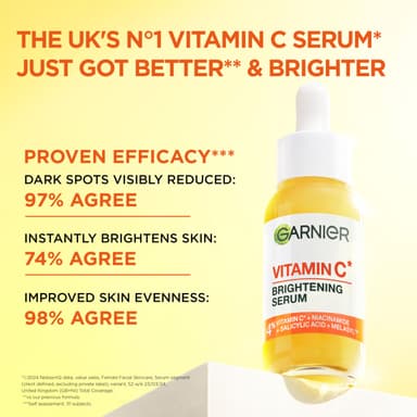 Garnier Vitamin C Serum for Face, Brightening Serum with 4% Vitamin C + Niacinamide + Salicylic Acid, Dark Spot Reducer & Evens Skin Tone, Suitable for Sensitive Skin, 30ml view 3