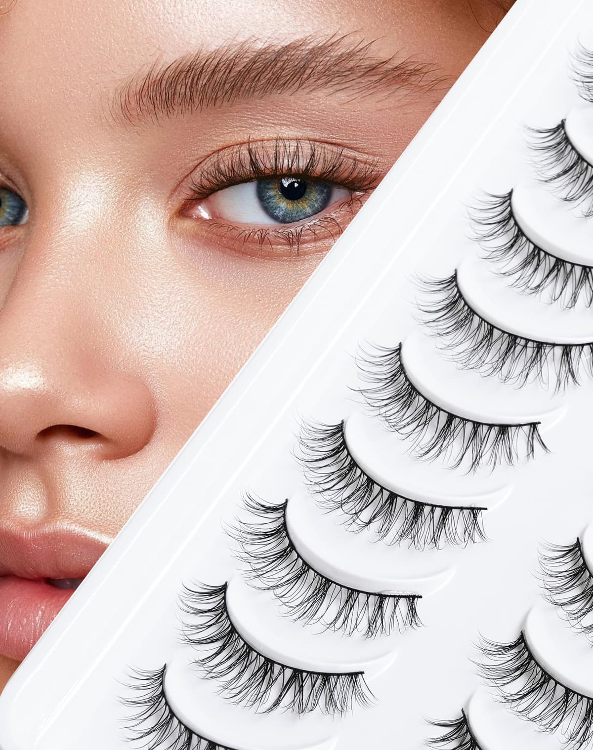 Lashes Natural Look False Eyelashes Wispy Eye Natural Small Fake Eyelash Volume Lash Soft Band 10 Pairs D-M01