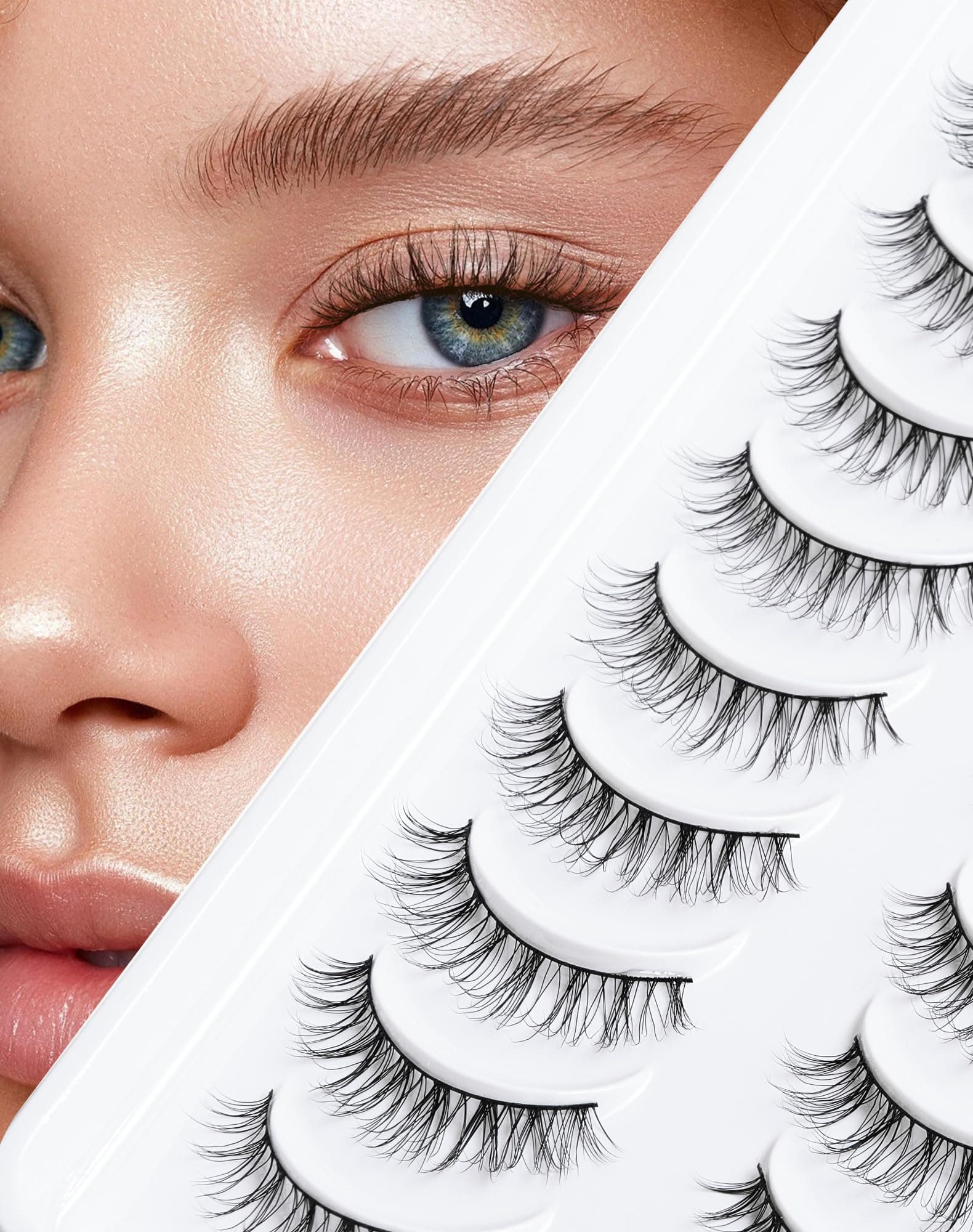 Lashes Natural Look False Eyelashes Wispy Eye Natural Small Fake Eyelash Volume Lash Soft Band 10 Pairs D-M01