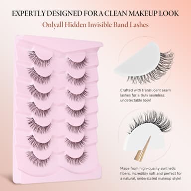 Onlyall Natural Eyelashes Wispy Lashes Clear Band Natural Looking False Eyelash C Curl Lash Fake13mm H6 view 3