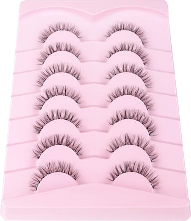 Onlyall Natural Lashes Wispy Eyelashes Clear Band Natural Looking False Eyelash C Curl Fake Lash 12mm H4 view 4
