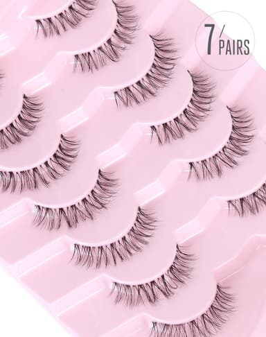 Onlyall Natural Lashes Wispy Eyelashes Clear Band Natural Looking False Eyelash C Curl Fake Lash 12mm H4 view 2