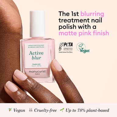 Manucurist Active Blur™ Blurring Treatment Nail Polish – Powder Pink Matte Nail Care – Soft Focus Effect – No Lamp – Vegan & Made in France – Nail Strengthener for Weak Nails & Smoother – Plant-Based view 2