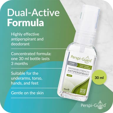Perspi-Guard Maximum Strength Antiperspirant Spray 30 ml, 1-Pack, Strong Deodorant for Excessive Sweating & Hyperhidrosis, Anti Sweat Spray, Unscented view 4
