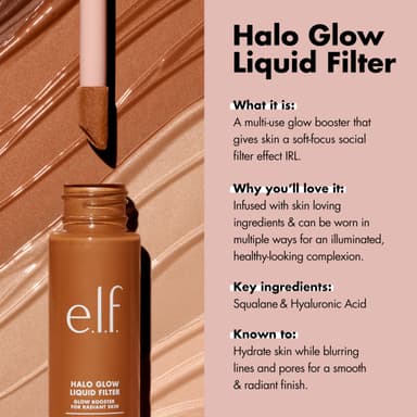 e.l.f. Halo Glow Liquid Filter, Complexion Booster For A Glowing, Soft-Focus Look, Infused With Hyaluronic Acid, Vegan & Cruelty-Free, 3.5 Medium view 3
