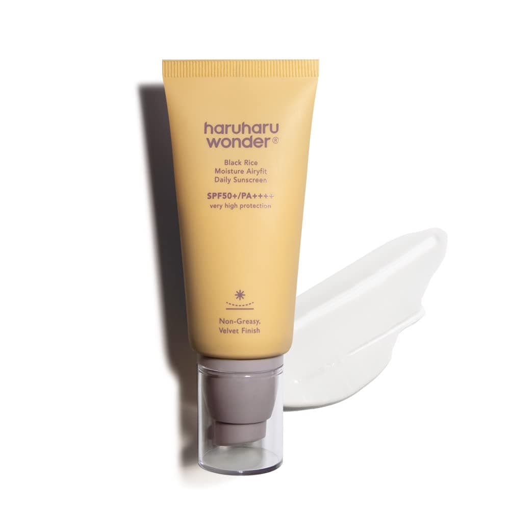 haruharu wonder Black Rice Moisture Airyfit Daily Sunscreen, SPF50+/PA++++, Broad Spectrum UVA/UVB, Hyaluronic Acid, Niacinamide, Daily Sunscreen, Korean Skincare, Vegan, 50ml
