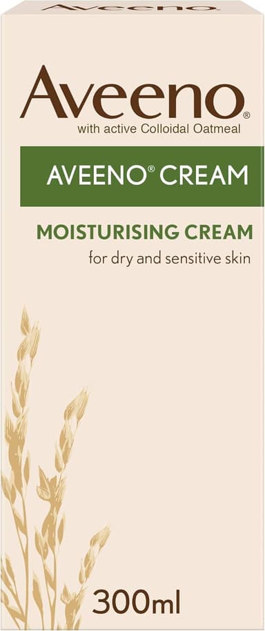 Aveeno Moisturising Cream (1x 300ml), Nourishing Body Lotion with Hydrating Colloidal Oatmeal, Full Body Moisturiser for Dry and Sensitive Skin, Suitable For Adults and Babies From 3 Months view 1