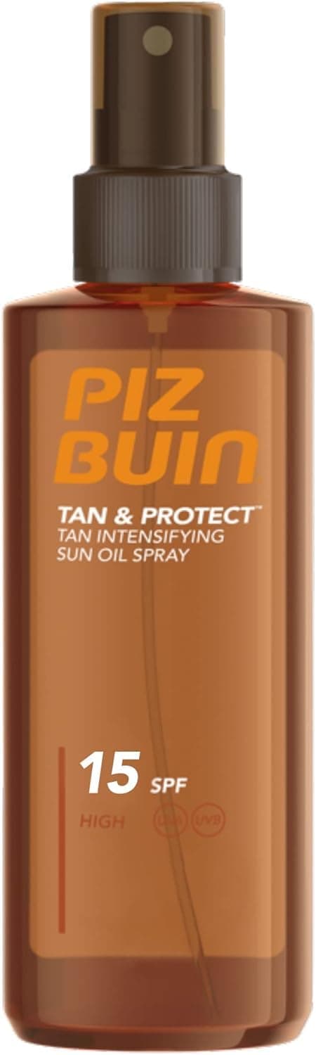 Piz Buin Tan & Protect, sunscreen oil spray with sun protection LSF 15, waterproof and quickly absorbed, 150 ml