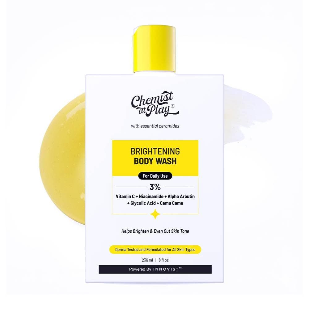 Chemist at Play Brightening Shower Gel | Vitamin C Shower Gel for Radiant Skin | Reduces Dark Spots and Evens Skin Tone | Alpha Arbutin | For Women and Men | 236 ml