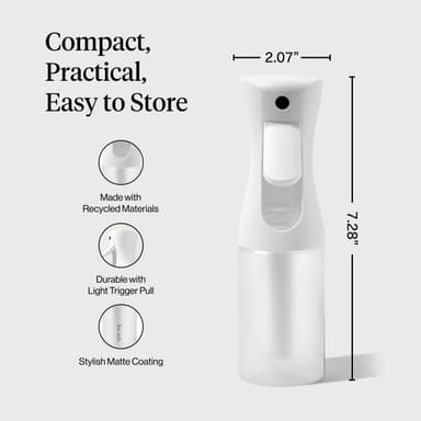 Kitsch Spray Bottle for Hair 150ml - Continuous Water Spray bottle for Hair, Cleaning, Gardening, Versatile Spray Bottles - With Ultra Fine Mist - Made from Recycled Plastic - White view 4