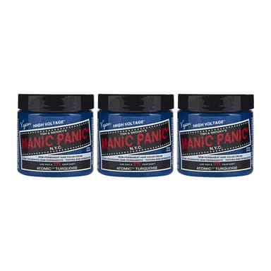Manic Panic Atomic Turquoise Classic Creme, Vegan, Cruelty Free, Semi Permanent Hair Dye 3 x 118 ml view 1