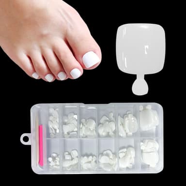 ZAHRVIA 120pcs French Tip False Toe Nails, Ready-to-Use Press On Toenail, Acrylic Fake Nails 12 Sizes Stick On Toenails For Women French Tip Gift for Girls, Easy Application (White) view 1