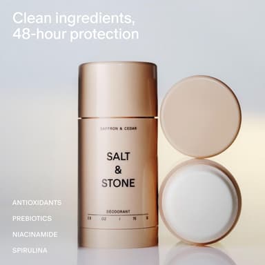 Salt & Stone Aluminum Free Deodorant | Extra Strength 48 Hour Protection for Women & Men | Made with Seaweed Extracts, Niacinamide & Prebiotics | Saffron & Cedar view 2