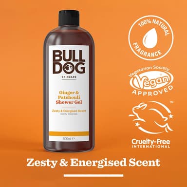 BULLDOG SKINCARE - Ginger and Patchouli Shower Gel | Zesty and Energising Scent | 500 ml view 2