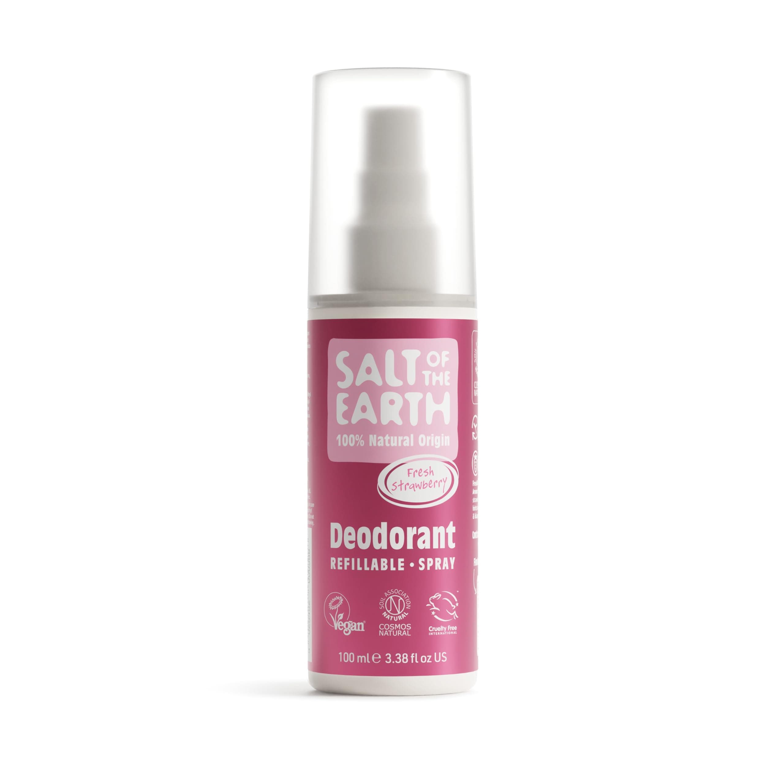 Salt of the Earth - Refillable Natural Deodorant Spray - 100% Natural Origin Ingredients - Fresh Strawberry - Suitable For Women, Men & Kids - Vegan - Smart Refillable Format - 100ml
