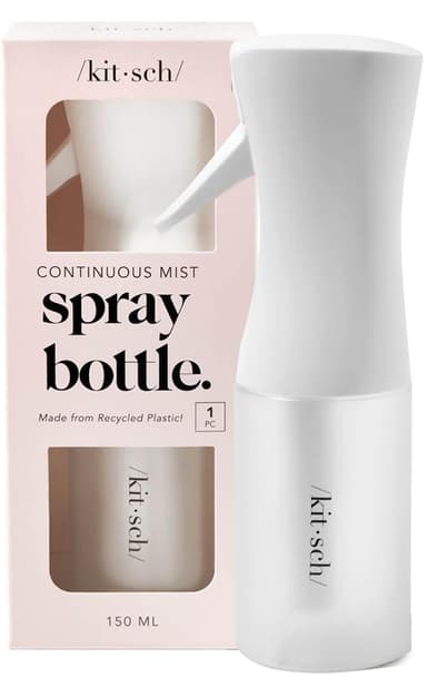 Kitsch Spray Bottle for Hair 150ml - Continuous Water Spray bottle for Hair, Cleaning, Gardening, Versatile Spray Bottles - With Ultra Fine Mist - Made from Recycled Plastic - White view 1