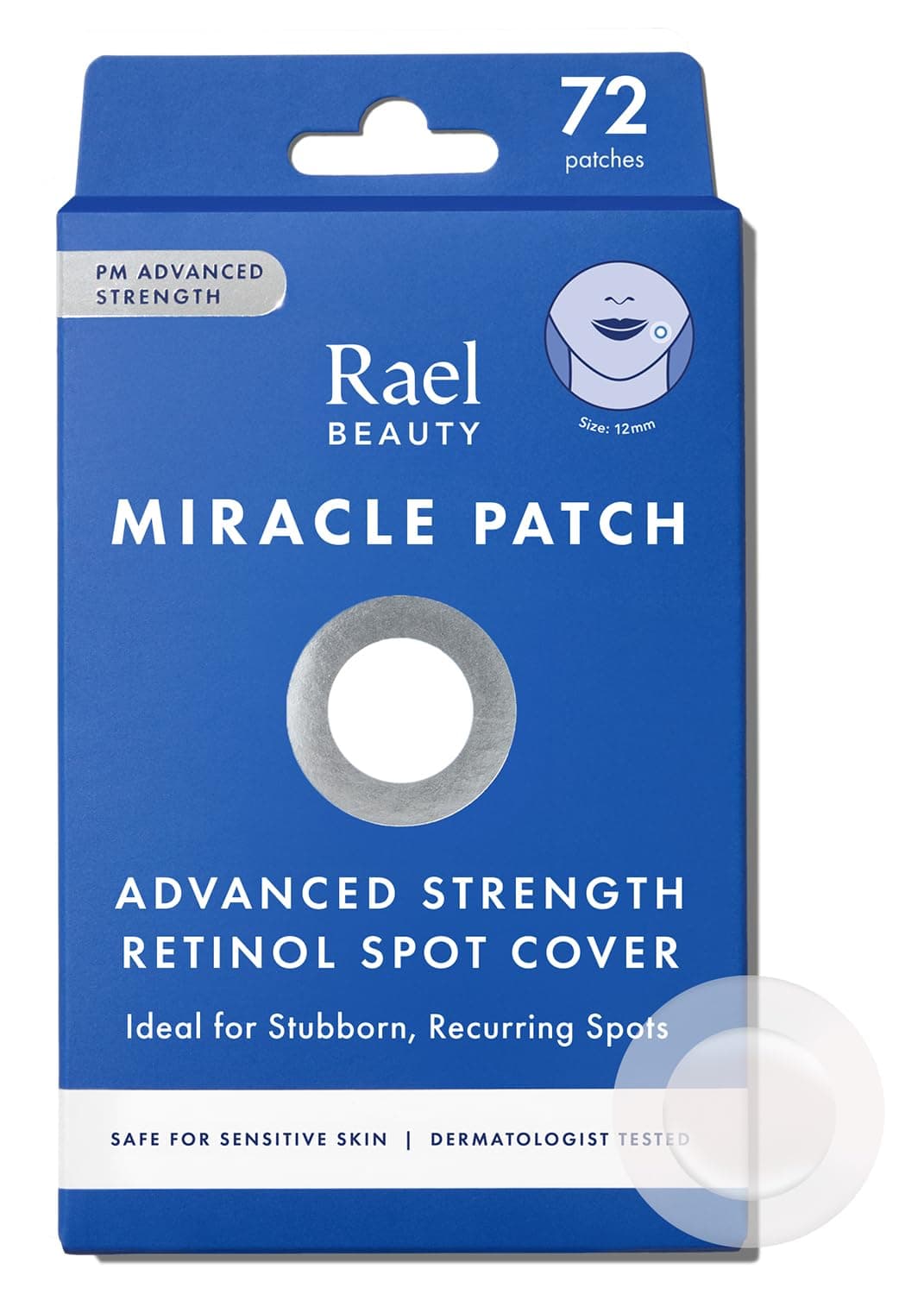 Rael Pimple Patches, Miracle Retinol Spot Cover - Korean Skincare, Hydrocolloid, Acne Spot Treatment Patch, Face Stickers, PM Advanced Treatment, Vegan & Cruelty Free (72 count)