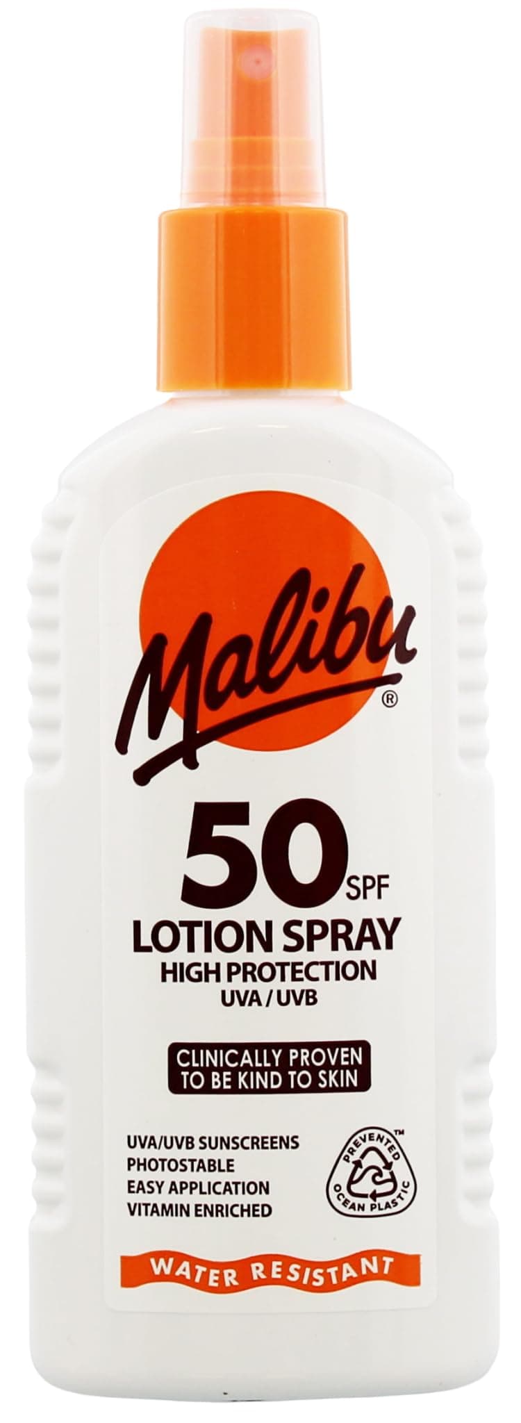 Malibu High Protection Water Resistant Vitamin Enriched SPF 50 Sun-Screen Lotion Spray with Shea Butter Extract, 200ml