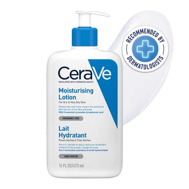 CeraVe Moisturising Lotion, for normal to very dry skin, Enriched with 3 Essential Ceramides, Hyaluronic Acid and MVe technology, CeraVe face moisturiser, Daily Hydrating Moisturiser, 473ml view 1