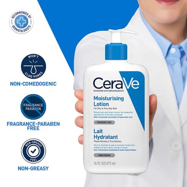 CeraVe Moisturising Lotion, for normal to very dry skin, Enriched with 3 Essential Ceramides, Hyaluronic Acid and MVe technology, CeraVe face moisturiser, Daily Hydrating Moisturiser, 473ml view 4