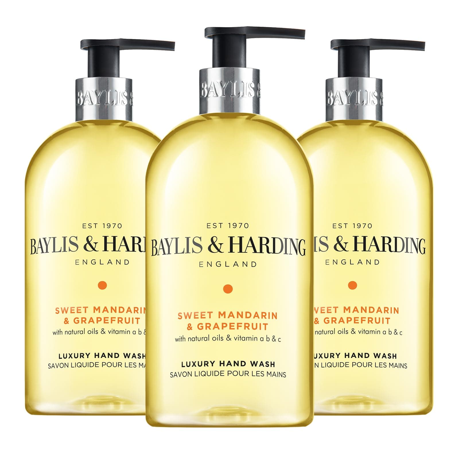 Baylis & Harding Sweet Mandarin and Grapefruit Hand Wash, 500 ml (Pack of 3) - Vegan Friendly