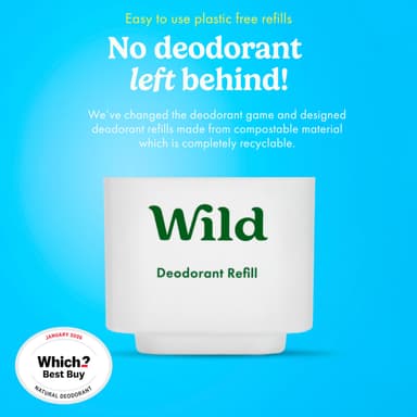 Wild - Natural Refillable Deodorant Variety Pack - Aluminium Free - Scents Include Fresh Cotton & Sea Salt, Cherry Blossom and Coconut & Vanilla Scents - Long Lasting Protection view 2