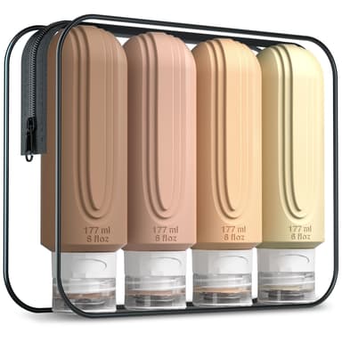 Mrsdry Travel Bottle for Toiletries, Large 177ml Silicone Travel Size Bottles, Leak Proof Refillable Containers for Liquid Shampoo, BPA Free Travel Accessories with Clear Bag (4 Pack) view 1