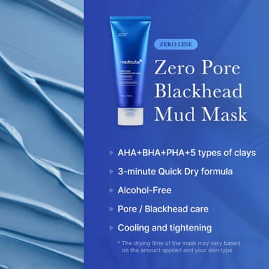 medicube Zero Pore Blackhead Mud Facial Mask - Skin Cooling & Pore Tightening - 3 Minute Quick Dry Formula with AHA, BHA, PHA, and Pore-Purifying Clay - Korean Mud Mask 100 g view 2