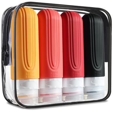 Mrsdry Travel Bottles for Toiletries, Tsa Approved 3oz Travel Size Containers BPA Free Leak Proof Refillable Liquid Silicone Squeezable Travel Accessories for Shampoo Conditioner Lotion (4 Pack) view 1