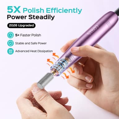 COSLUS C40 Electric Nail Drill, Nail Files for Gel Acrylic Nature Nails, Adjustable Speed 0-20000RPM, Portable Manicure Pedicure Set with 6 Drill Bits 31 Sanding Bands, E File Beginner Girl Women Mum view 2